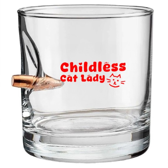 childless cat lady Bullet Whiskey Glasses