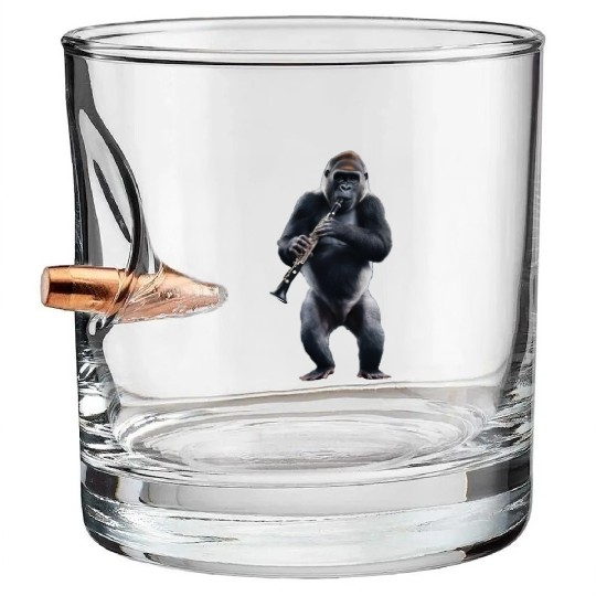 Gorilla Playing Clarinet Realistic Bullet Whiskey Glasses