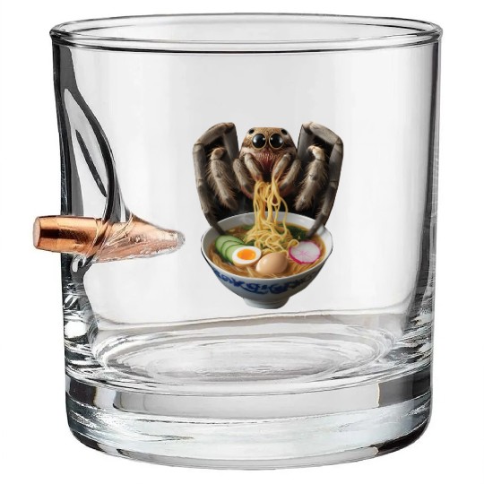 Spider Eating Ramen Realistic Bullet Whiskey Glasses