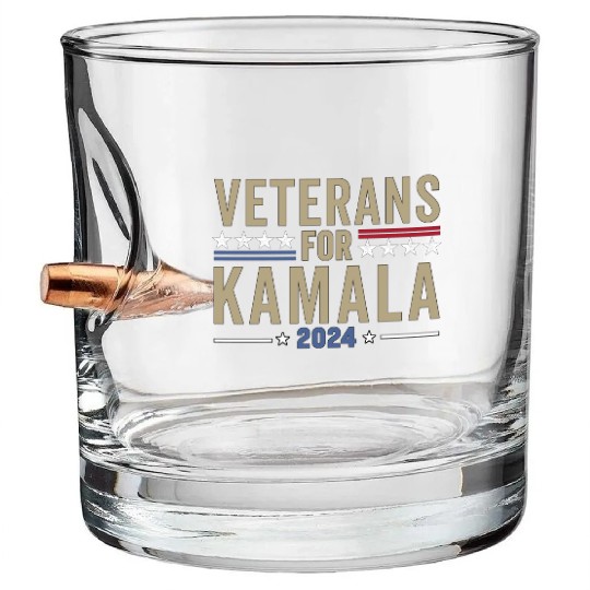 Veterans For Kamala Harris 2024 Election Bullet Whiskey Glasses