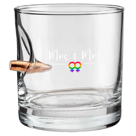 Gay Lesbian LGBT Wedding for Mr and Mrs Honeymoon Bullet Whiskey Glasses