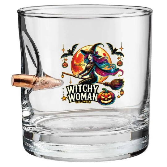 Couple Halloween Husband Witchy Woman Halloween Bullet Whiskey Glasses