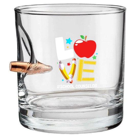 Funny Back To School Love School Counselor Bullet Whiskey Glasses