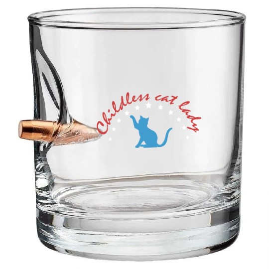 Vintage And Retro Funny Childless Cat Lady Bullet Whiskey Glasses