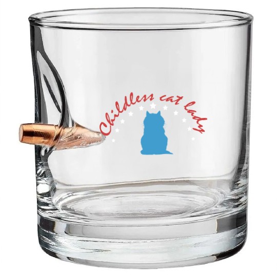 Vintage And Retro Funny Childless Cat Lady Bullet Whiskey Glasses