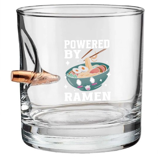 Powered By Ramen Anime Japanese Soup Cup Noodle Bullet Whiskey Glasses