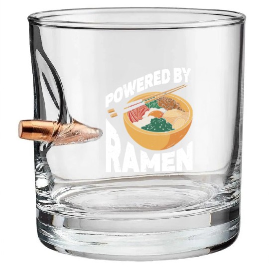 Powered By Ramen Anime Japanese Soup Cup Noodle Bullet Whiskey Glasses