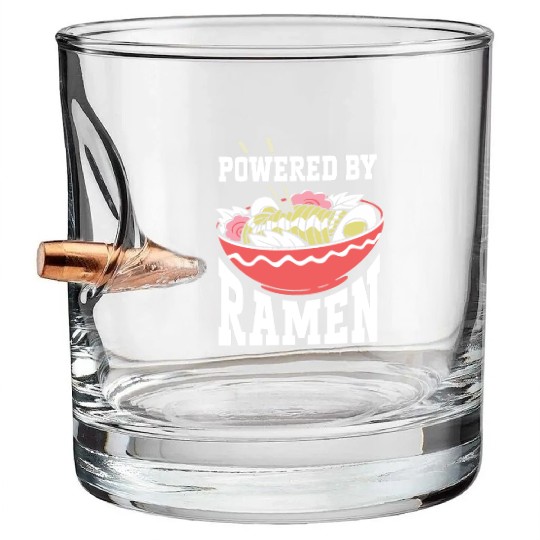 Powered By Ramen Anime Japanese Soup Cup Noodle Bullet Whiskey Glasses