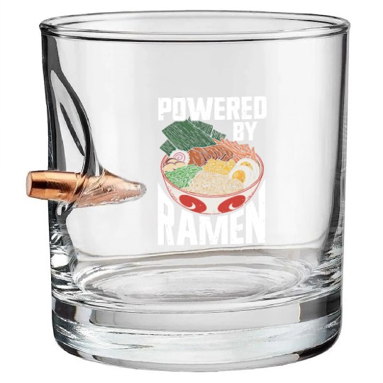 Powered By Ramen Anime Japanese Soup Cup Noodle Bullet Whiskey Glasses