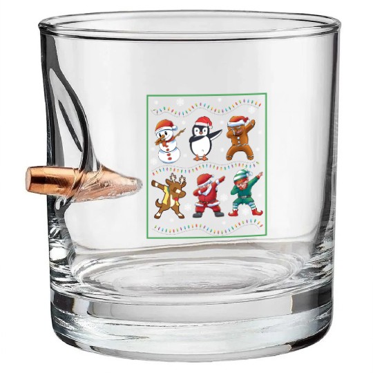 Dabbing Santa Elf Friends Christmas Boys Girls Men Bullet Whiskey Glasses