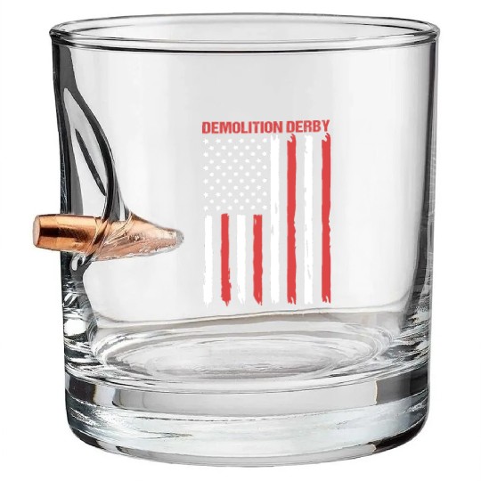 4th Of July US Flag Demolition Derby Demo Derby Bullet Whiskey Glasses