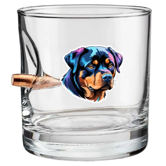 Rottweiler Watercolor Bullet Whiskey Glasses