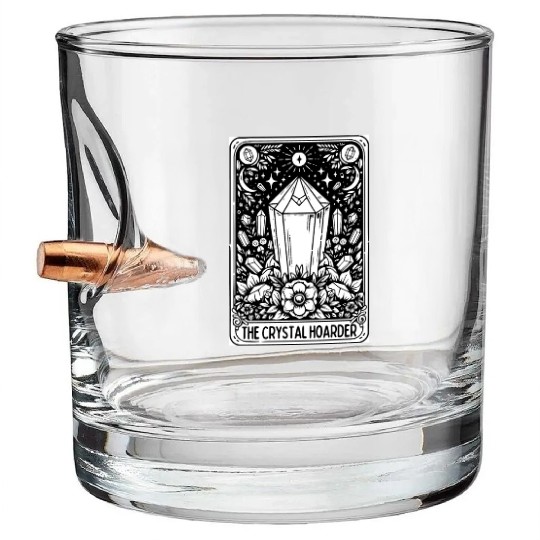 Crystal Hoarder Tarot Card Bullet Whiskey Glasses