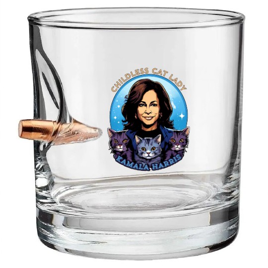 Childless Cat Lady Kamala Harris Bullet Whiskey Glasses
