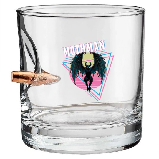 Mothman Retro Vintage Monster Creepy Cryptid Bullet Whiskey Glasses
