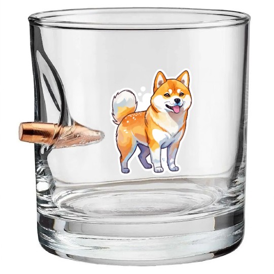 Shiba Inu Watercolor Bullet Whiskey Glasses