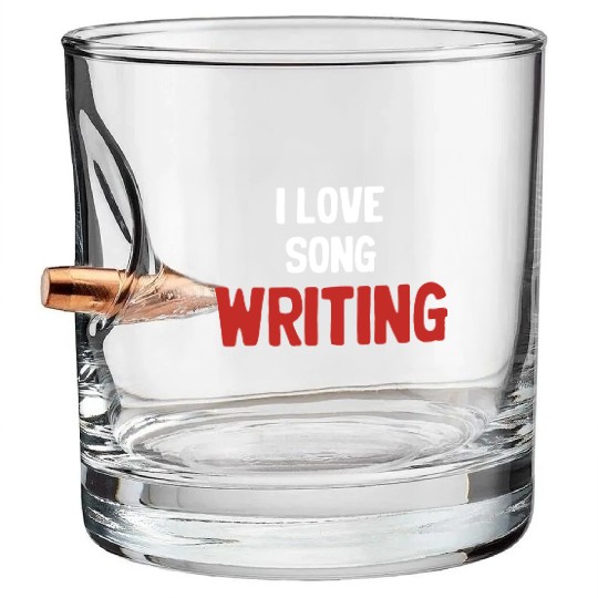I Love Song Writing Writer Karaoke Guitarist Bullet Whiskey Glasses