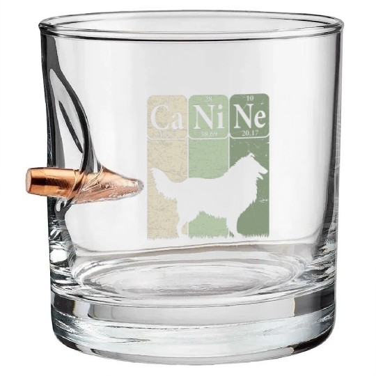 Rough Collie Periodic Table Elements Dog Lover Bullet Whiskey Glasses
