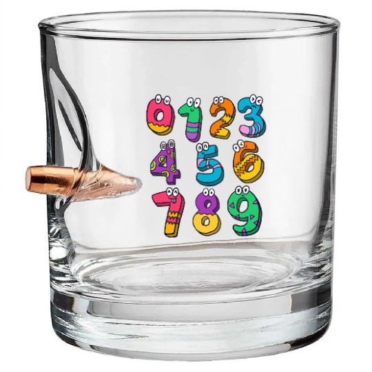 Funny Number Maths Back To School Teacher Kids Bullet Whiskey Glasses