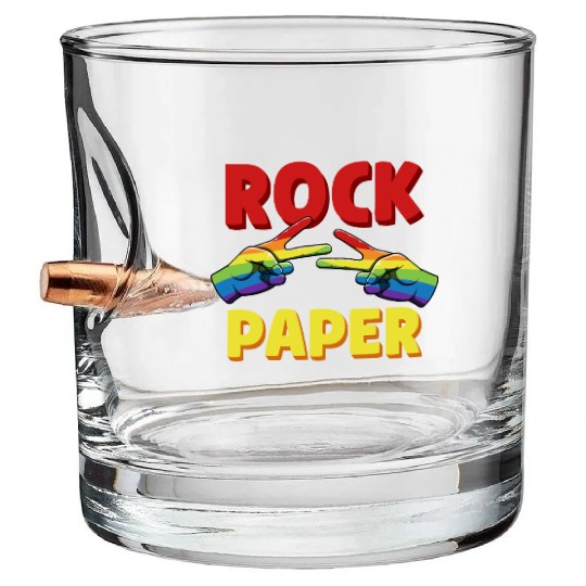 LGBT Rock Paper Lesbian Equality Rainbow Gay Pride Bullet Whiskey Glasses