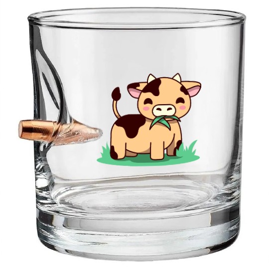 Cute Kawaii Cow Farm Animals Lover Design Bullet Whiskey Glasses