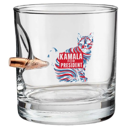 Kamala for President Patriotic Cat Design Bullet Whiskey Glasses