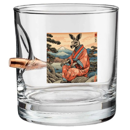 Retro Kangaroo Prank Design Bullet Whiskey Glasses