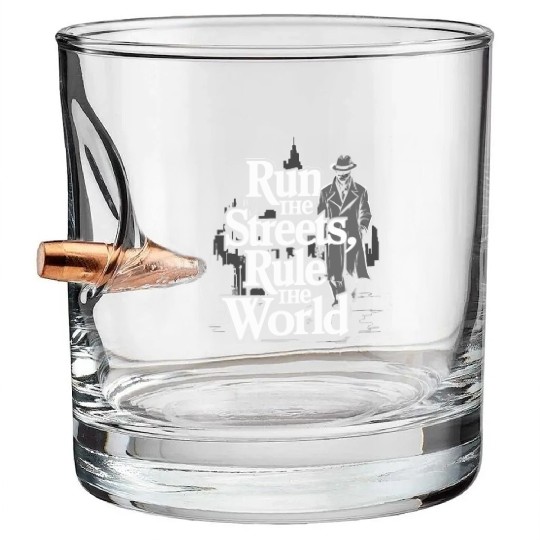 Mobster Gangster Mafia Organized Crime Boss Bullet Whiskey Glasses