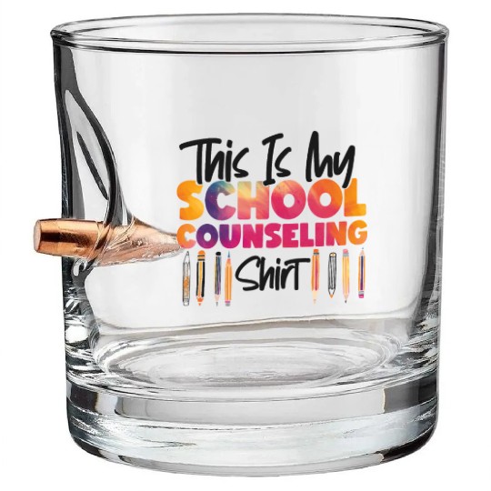 School Counselor Watercolor This Bullet Whiskey Glasses