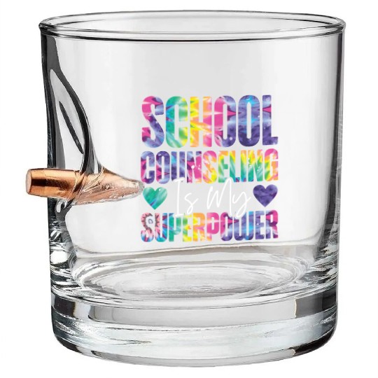 School Counselor Tie Dye School Bullet Whiskey Glasses