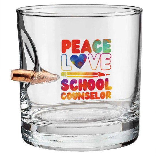 School Counselor Girl Watercolor Bullet Whiskey Glasses