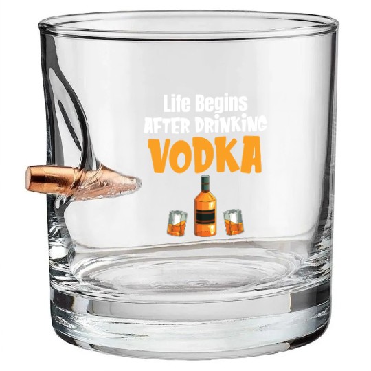 Life Begins After Drinking Vodka Liquor Sommelier Bullet Whiskey Glasses