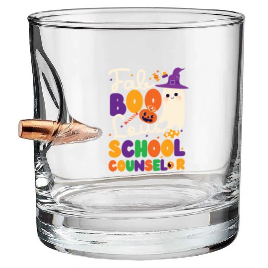 School Counselor Halloween Ghost Bullet Whiskey Glasses