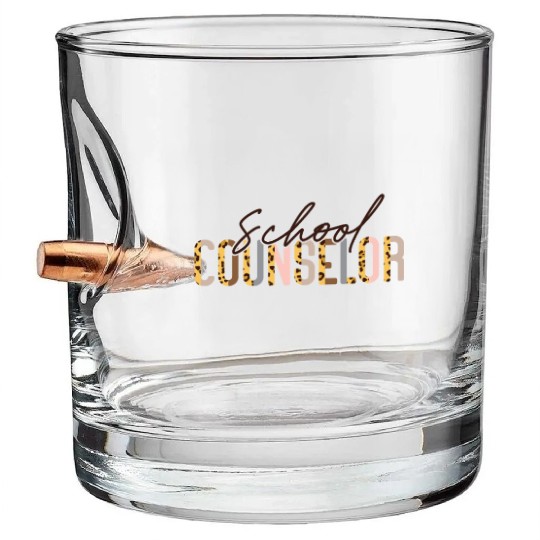 School Counselor Leopard Cheetah Bullet Whiskey Glasses