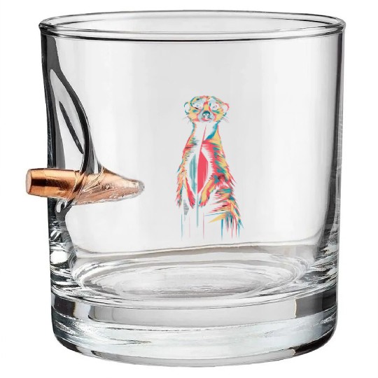 Vibrant Meerkat Illustration Neon Colors Bullet Whiskey Glasses