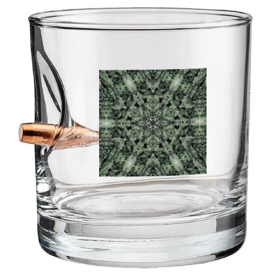 watercolor green white black mandala Bullet Whiskey Glasses