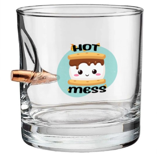 Hot Mess Kawaii S'more Meme Bullet Whiskey Glasses