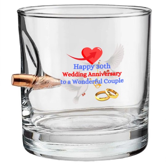 Happy wedding Aniiversary 30th Bullet Whiskey Glasses