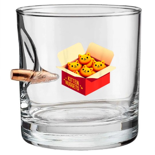 Kitten Nuggets Food Pun Cat Lover Gift Chicken Nug Bullet Whiskey Glasses