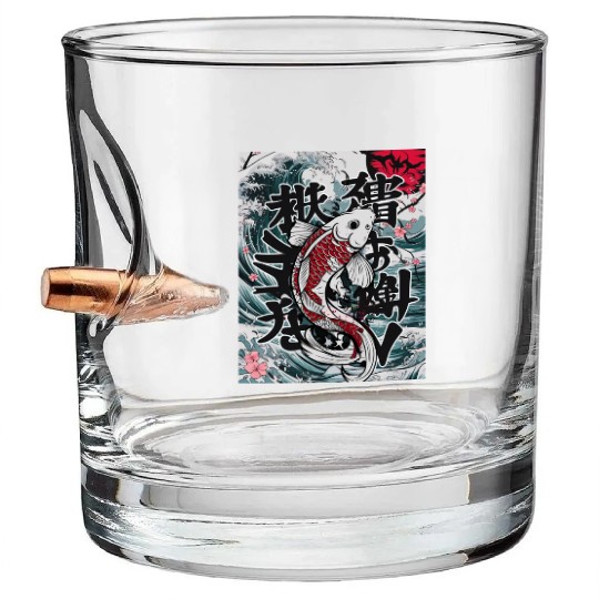 Funny Koi Fish Gift Men Women Cool Koi Fish Lover Bullet Whiskey Glasses
