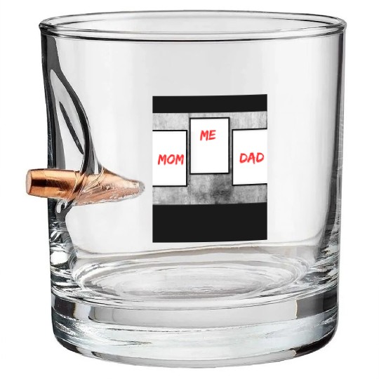 Family Love Trio: Mom, Me, and Dad Frames Bullet Whiskey Glasses