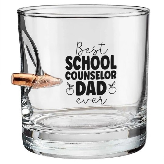 School Counselor Dad Best School Bullet Whiskey Glasses