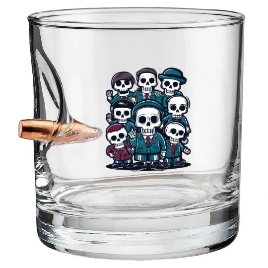 Back To School Skeletons Bullet Whiskey Glasses