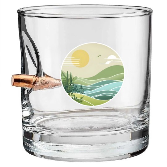 The Peaceful Green Hills Bullet Whiskey Glasses