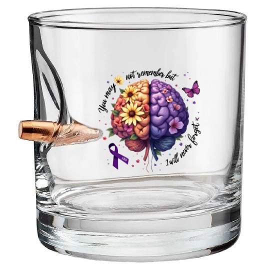 Human Brain Mental Health Illness Awareness Bullet Whiskey Glasses