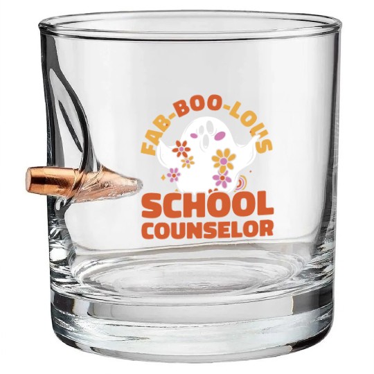 School Counselor Halloween Ghost Bullet Whiskey Glasses