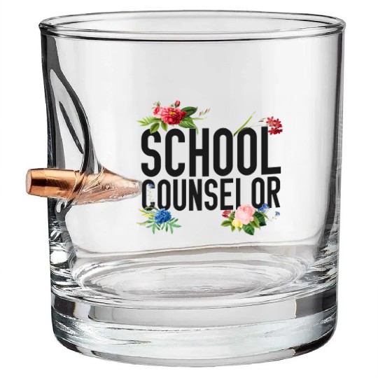 School Counselor Flower Floral Bullet Whiskey Glasses