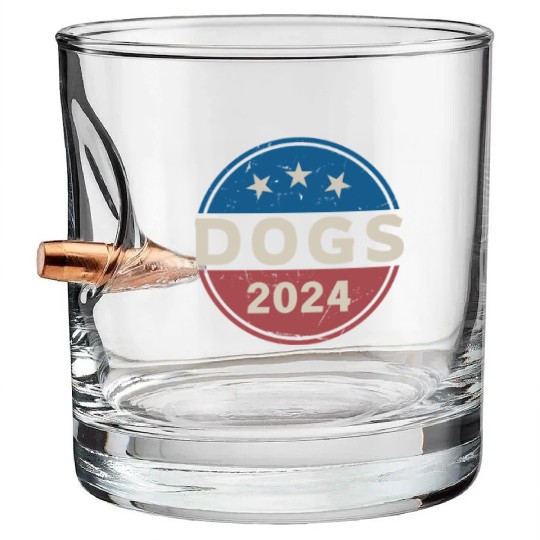Dogs For President Funny Political 2024 Election Bullet Whiskey Glasses