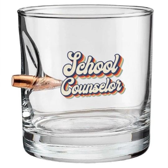 School Counselor Retro Vintage Bullet Whiskey Glasses