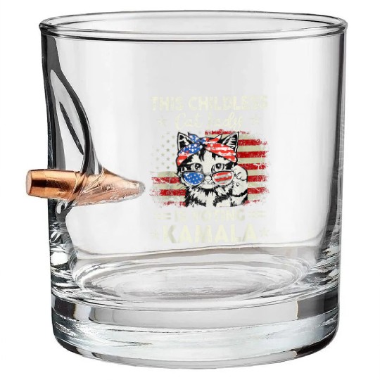 This Childless Cat Lady is Voting Kamala Harris 20 Bullet Whiskey Glasses